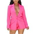thumbnail image 1 of XFLWAM Cute Short Suit Sets Women 2 Piece Outfits Matching Sets Button Down Long Sleeve Blazer Jacket Business Casual Outfits Hot Pink M, 1 of 8