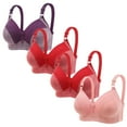 thumbnail image 1 of XFLWAM Daisy Bras for Older Women Front Closure Bras Push Up Bra No Underwire Plus Size Front Button Bra Full Coverage Breathable Everyday Bras 4 Packs, 1 of 8