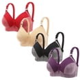 thumbnail image 1 of XFLWAM Daisy Bras for Older Women Front Closure Bras Push Up Bra No Underwire Plus Size Front Button Bra Full Coverage Breathable Everyday Bras 4 Packs, 1 of 3