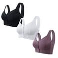 thumbnail image 1 of XFLWAM Daisy Bras for Older Women Comfy Front Closure Button Breathable Bras Plus Size No Underwire Push Up Bra for Seniors 3 Pack, 1 of 3