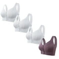 thumbnail image 1 of XFLWAM Daisy Bras for Older Women Comfy Front Closure Button Breathable Bras Plus Size No Underwire Push Up Bra for Seniors 4 Pack, 1 of 3