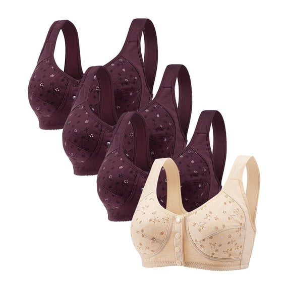XFLWAM Daisy Bras for Older Women Daisy Bra for Seniors Front Closure, Full Coverage No Underwire Comfortable Bra for Women
