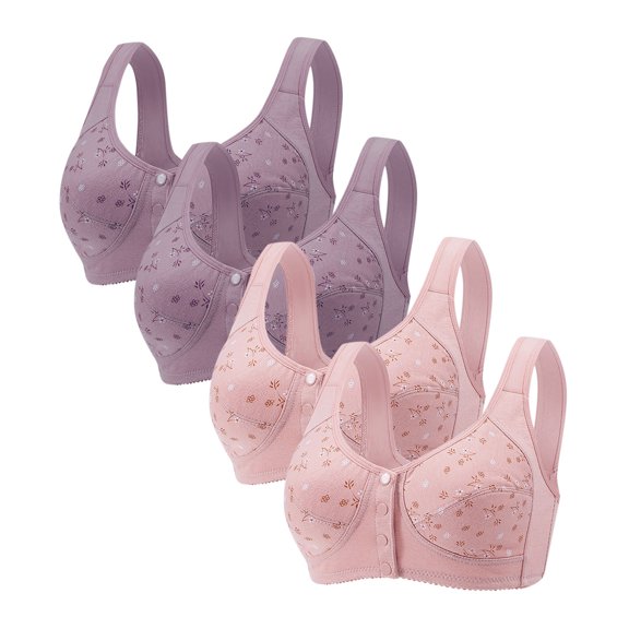 XFLWAM Daisy Bras for Older Women Daisy Bra for Seniors Front Closure, Full Coverage No Underwire Comfortable Bra for Women