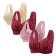 thumbnail image 1 of XFLWAM Daisy Bras for Older Women Front Closure Bra Cotton Bra Full Coverage Comfortable Bra No Underwire Plus Size Bra 4 Packs, 1 of 5