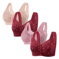 thumbnail image 1 of XFLWAM Daisy Bras for Older Women Front Closure Bra Cotton Bra Full Coverage Comfortable Bra No Underwire Plus Size Bra 4 Packs, 1 of 5