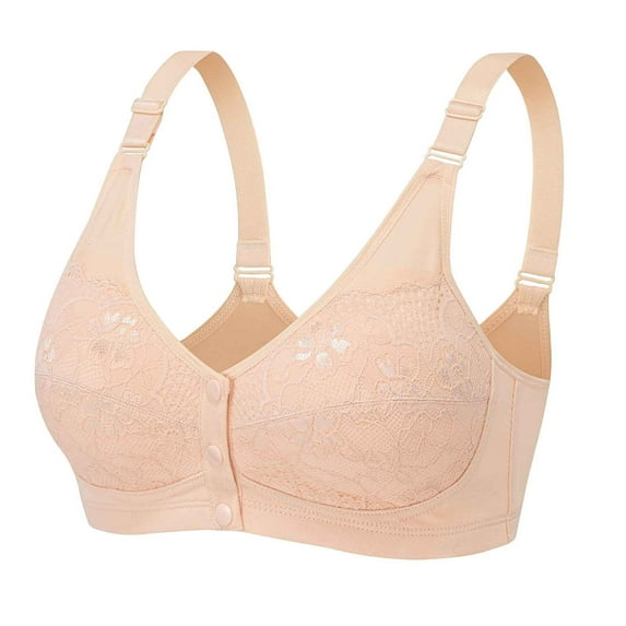 XFLWAM Daisy Bras for Women Front Closure Bras Lace Push Up Bra No Underwire Plus Size Front Button Breathable Bra