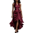 thumbnail image 1 of XFLWAM Elegant Evening Dresses for Women Halter Deep V Neck Wrap Front High Slit Dress with Waist Tie Wedding Guest Formal Gown, 1 of 8