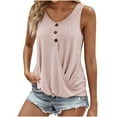 thumbnail image 1 of XFLWAM Eyelet Tank Top for Women Crew Neck Button Shirts Sleeveless Wrap Cross Casual Loose Fit Blouse Summer Beach Wear, 1 of 6