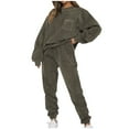 thumbnail image 1 of XFLWAM Fall 2 Piece Sweatsuits Outfits for Women Corduroy Crewneck Long Sleeve Pullover Tops and Long Pants Tracksuit Set Army Green M, 1 of 9