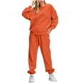 thumbnail image 1 of XFLWAM Fall Sets for Women High Waist Pants Long Sleeve Sweatshirt Casual Solid Color Oversized Matching Sets, 1 of 9