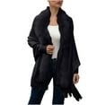thumbnail image 1 of XFLWAM Faux Fur Neckline Shawl Wrap Cardigan Bridal Winter Wedding Long Sleeve Sweater Coat, 1 of 5