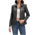 thumbnail image 1 of XFLWAM Faux Leather Jacket for Women Motorcycle Zip Up Coat Trendy Going Out Jackets Black L, 1 of 9