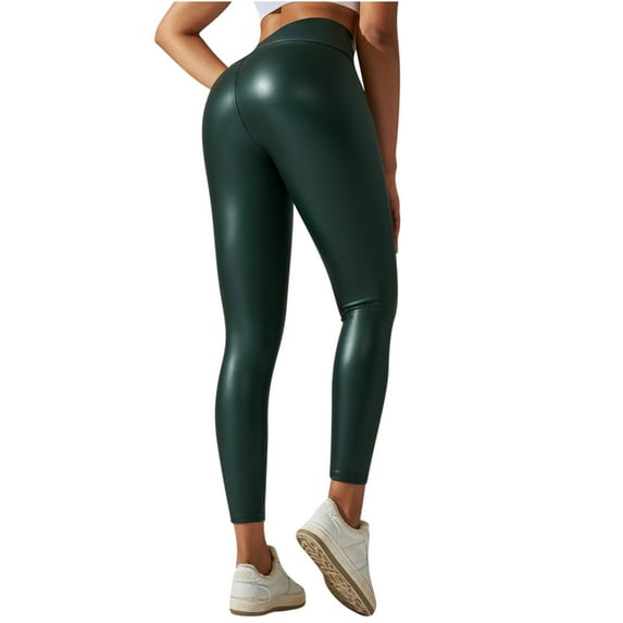 XFLWAM Faux Leather Leggings for Women Hight Waisted Pleather Pants Butt Lift Sexy Leather Pants