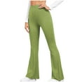 thumbnail image 1 of XFLWAM Flare Legging for Women High Waisted Bootcut Knit Ribbed Yoga Pants Green S, 1 of 6