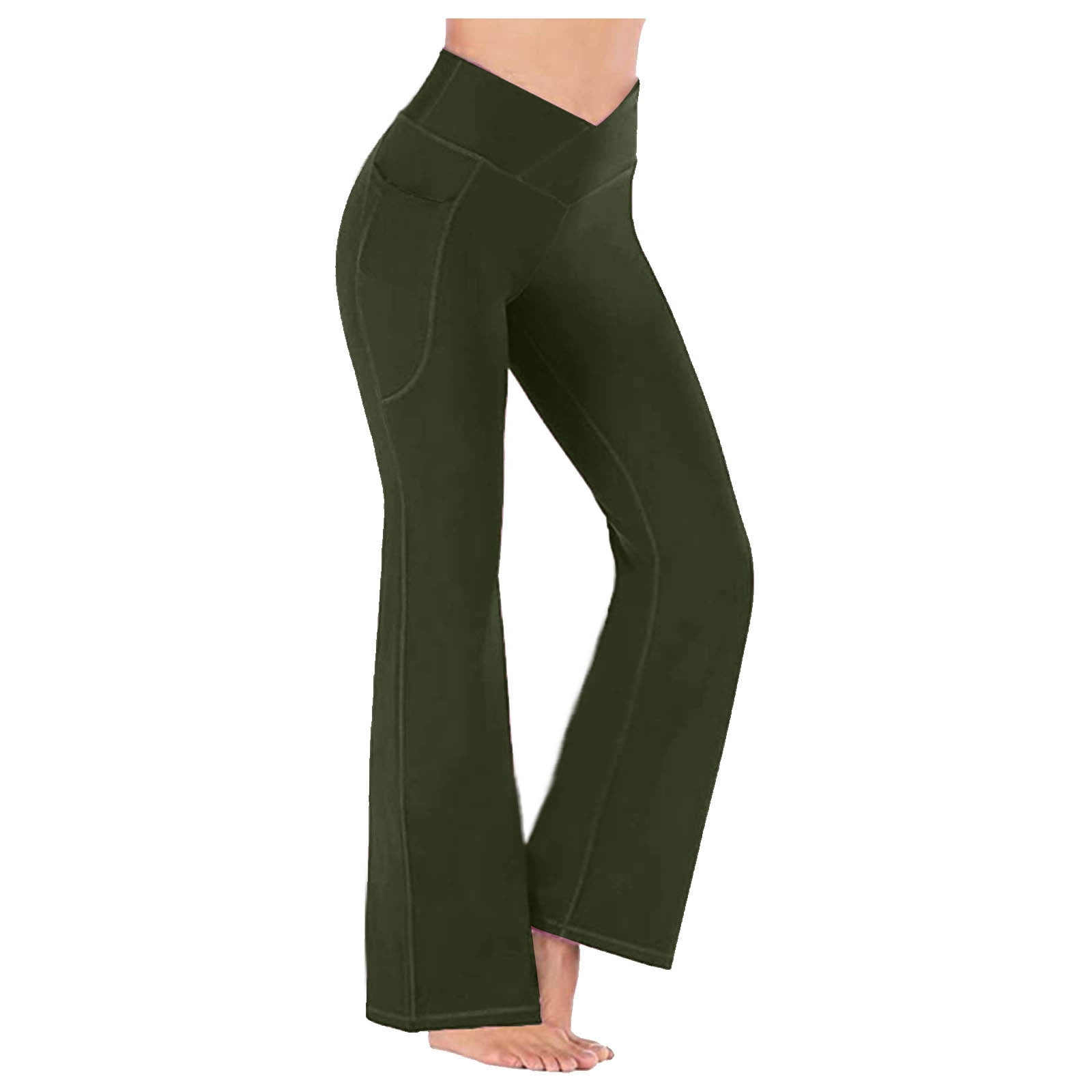 Women's Crossover High Waisted Back Pocket Super Flare Leggings