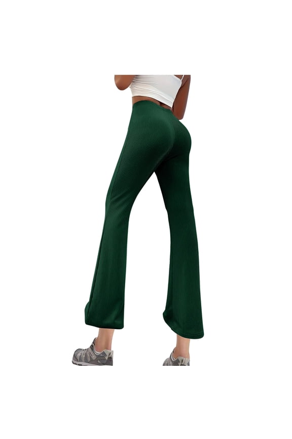 Flare Leggings for Women Low Rise Fold Over Flared Yoga Pants Bootcut Leggings Ladies Comfy Workout Pants