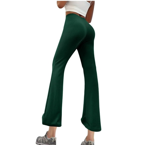 XFLWAM Flare Leggings for Women Low Rise Fold Over Flared Yoga Pants Bootcut Leggings Ladies Comfy Workout Pants