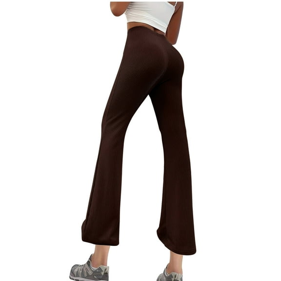 XFLWAM Flare Leggings for Women Low Rise Fold Over Flared Yoga Pants Bootcut Leggings Ladies Comfy Workout Pants