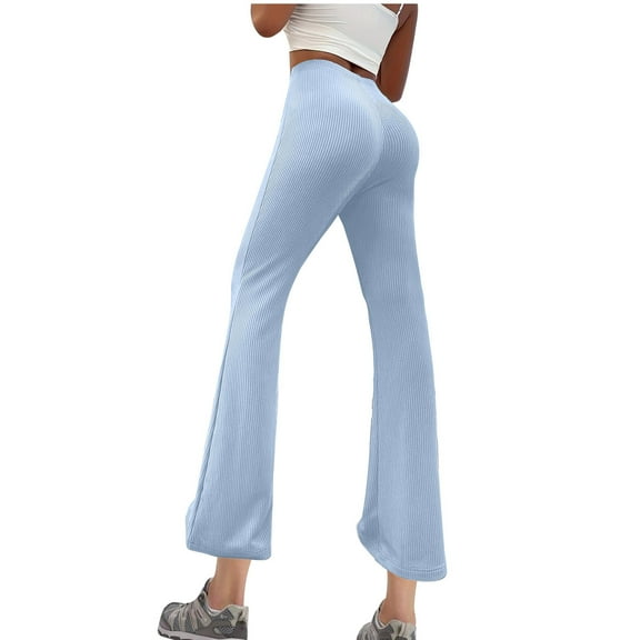 XFLWAM Flare Leggings for Women Low Rise Fold Over Flared Yoga Pants Bootcut Leggings Ladies Comfy Workout Pants