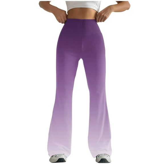 XFLWAM Flare Yoga Pants for Women Elastic High Waist Wide Leg Yoga Pants Workout Bell Bottom Leggings Bootcut Casual Trousers