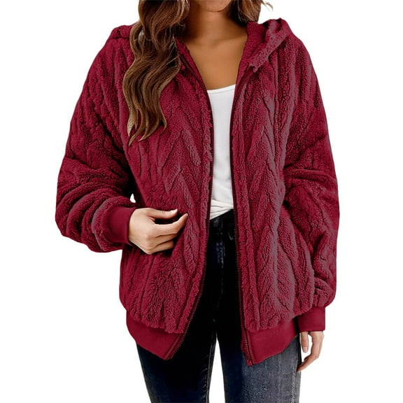 XFLWAM Fleece Jacket for Women Fuzzy Full Zip Sherpa Jackets Warm Casual Stand Collar Winter Coats Outerwear with Pockets
