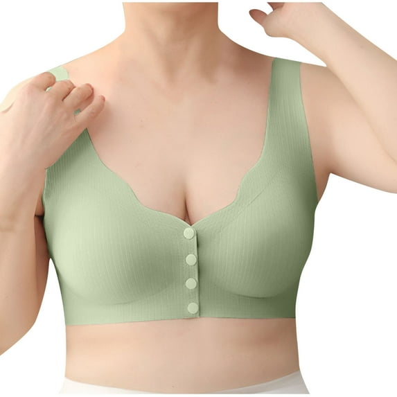 XFLWAM Front Closure Bras for Women Seamless Wireless Comfort Supportive No Underwire Convenient Mastectomy Bralettes