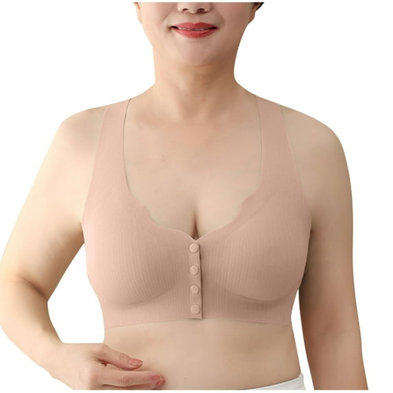 XFLWAM Front Closure Bras for Women Seamless Wireless Comfort Supportive No Underwire Convenient Mastectomy Bralettes