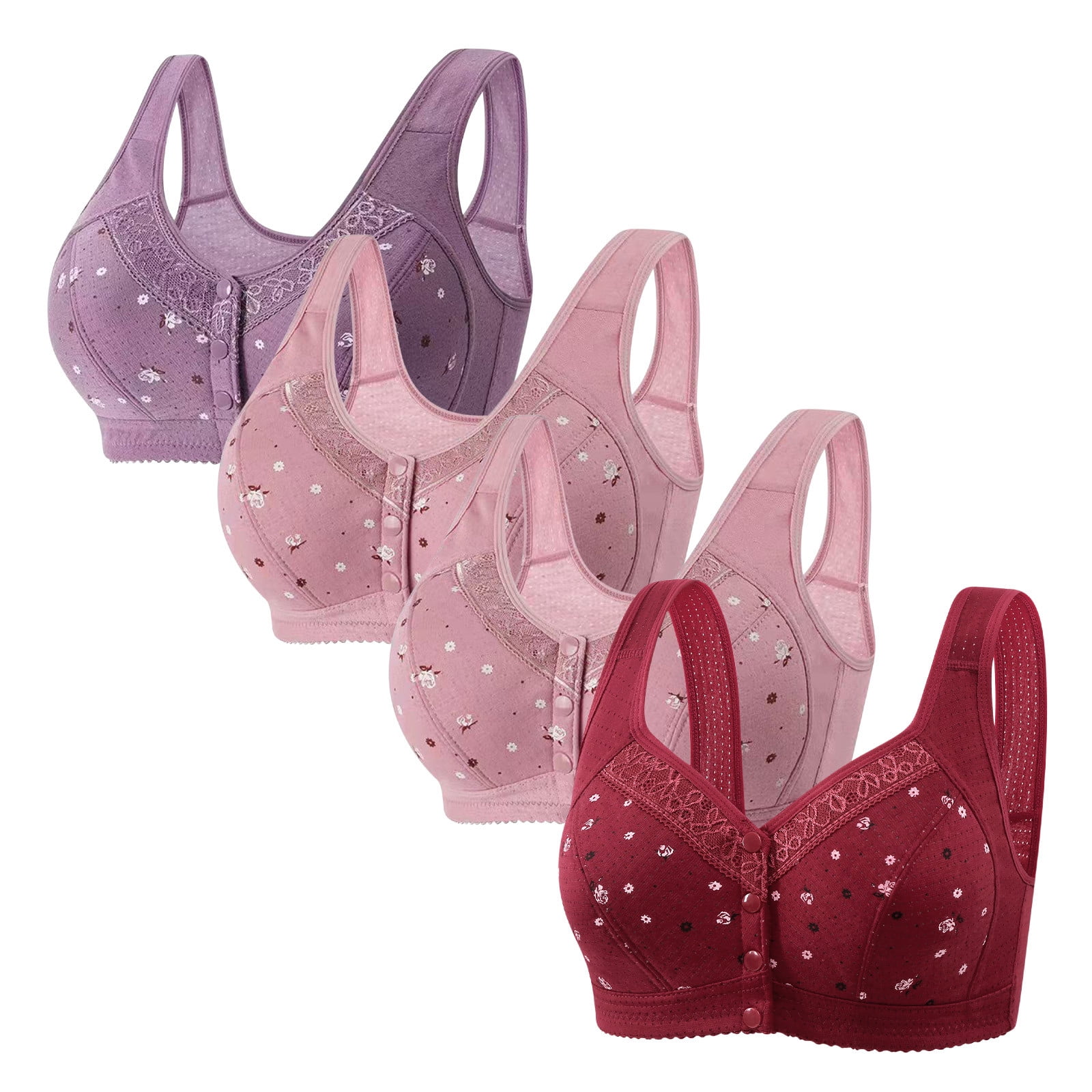 Daisy Front Closure Wireless Bra For Older Women - Comfortable Full Coverage No Underwire