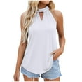thumbnail image 1 of XFLWAM Halter Tank Tops for Women Summer Tops Keyhole Sleeveless Shirts Solid Color Loose Fit Blouse, 1 of 5