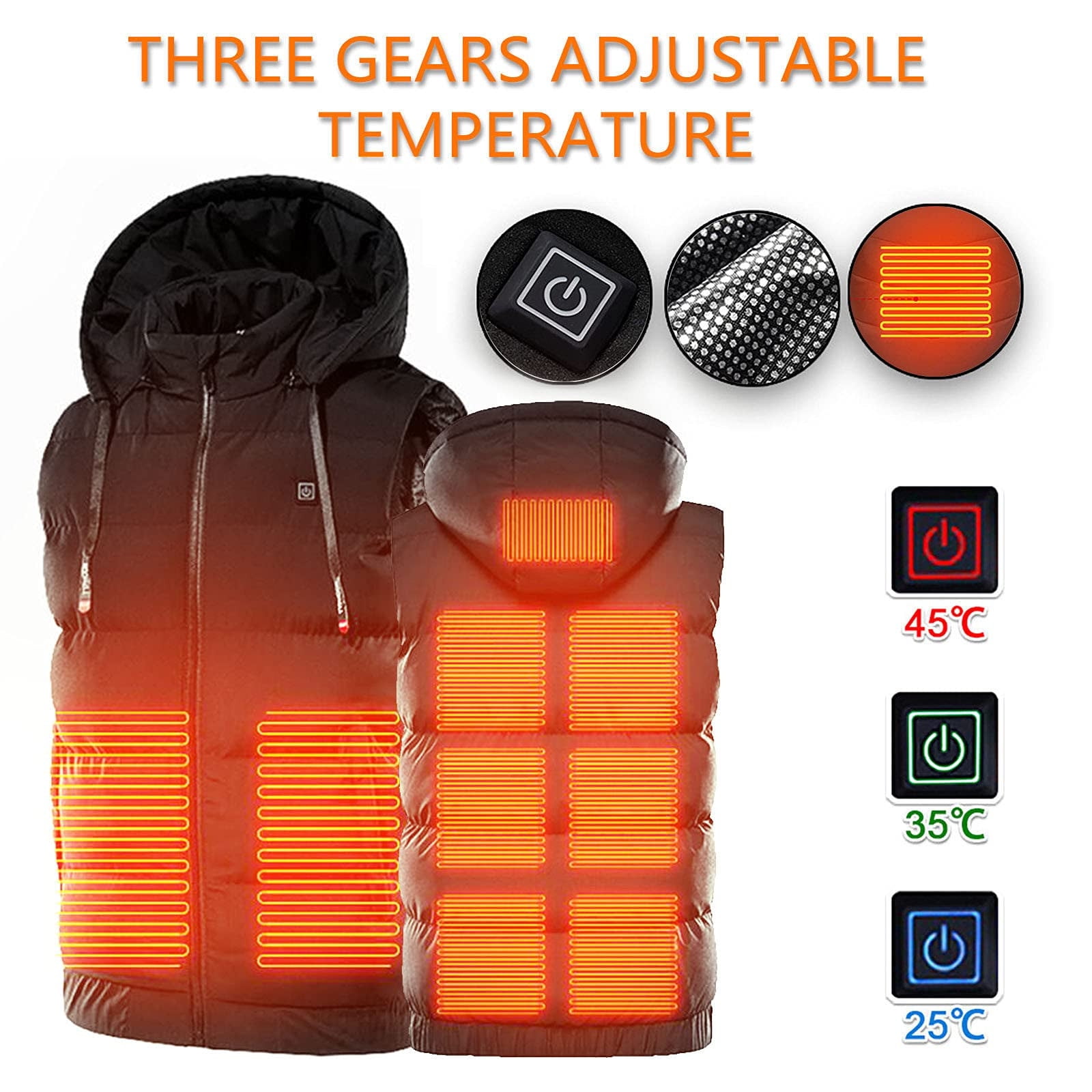 XFLWAM Heated Vest 9 Heating Zones Heated Jacket for Men Women USB