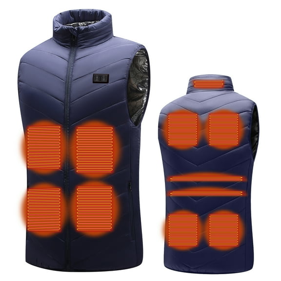 XFLWAM Heated Vest for Men Women USB Rechargeable Electric Heating Vest with 15 Heating Zones Outdoor Warm Clothing Blue L