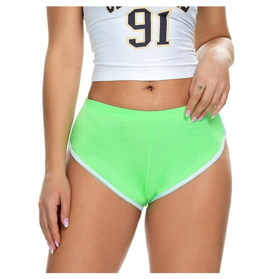 XFLWAM High Waist Yoga Shorts for Women, Women's Booty Hip Lift Butt Shorts Running Workout Yoga Shorts Soft Yoga Pants Leggings Green M