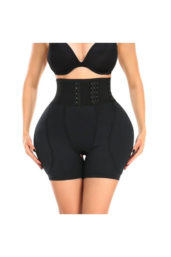 Hip Pads for Women Shapewear With Waist Wrap, Hip and Butt Enhancer Tummy Control Bbl Shorts for Hip Dip Black S