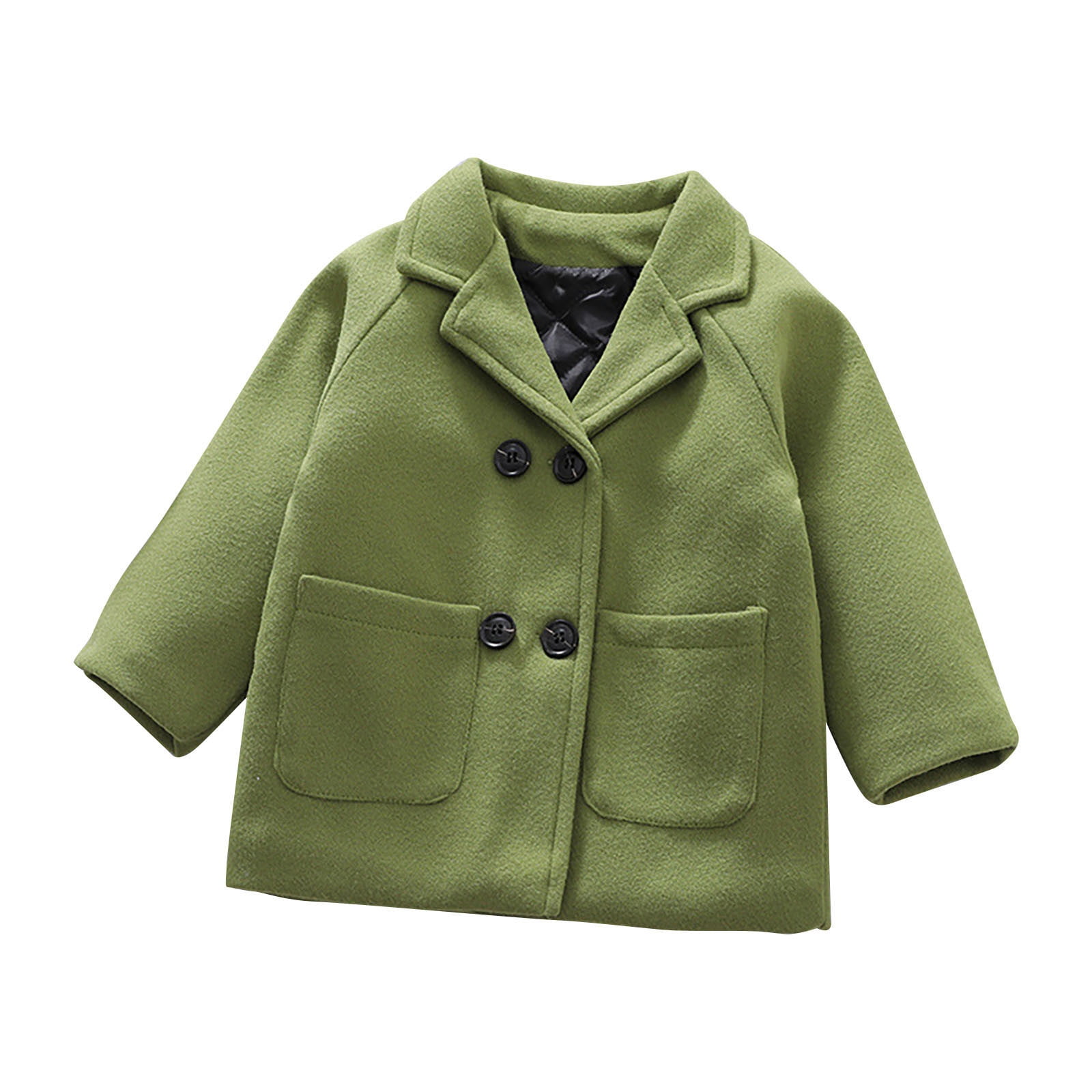 XFLWAM Kids Baby Girl Boy Lapel Double Breasted Wool Blend Pea
