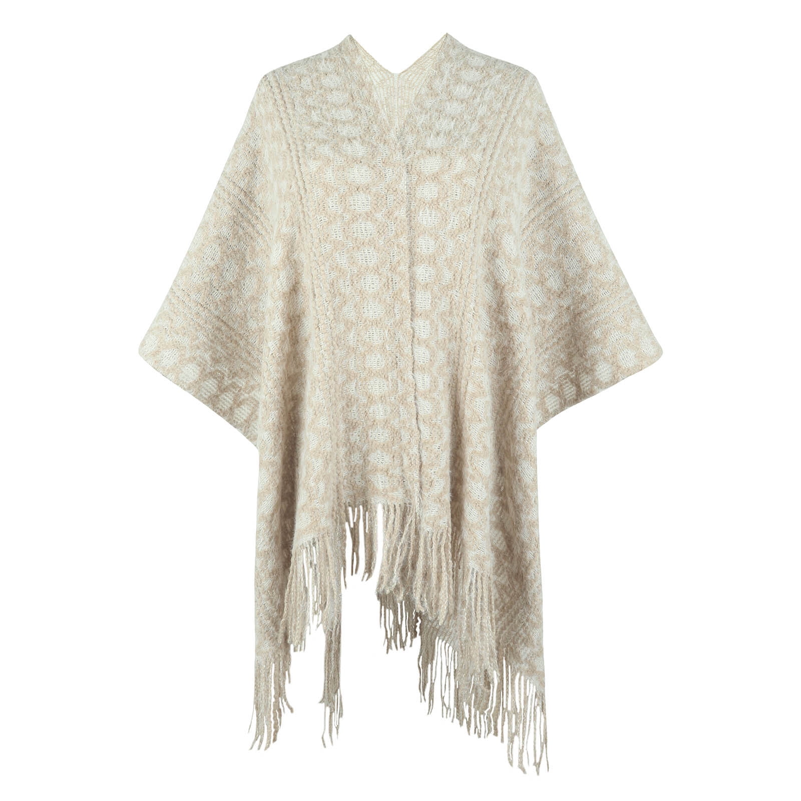 XFLWAM Knit Shawl Wrap for Women Fringed Poncho Blanket Cardigan Solid