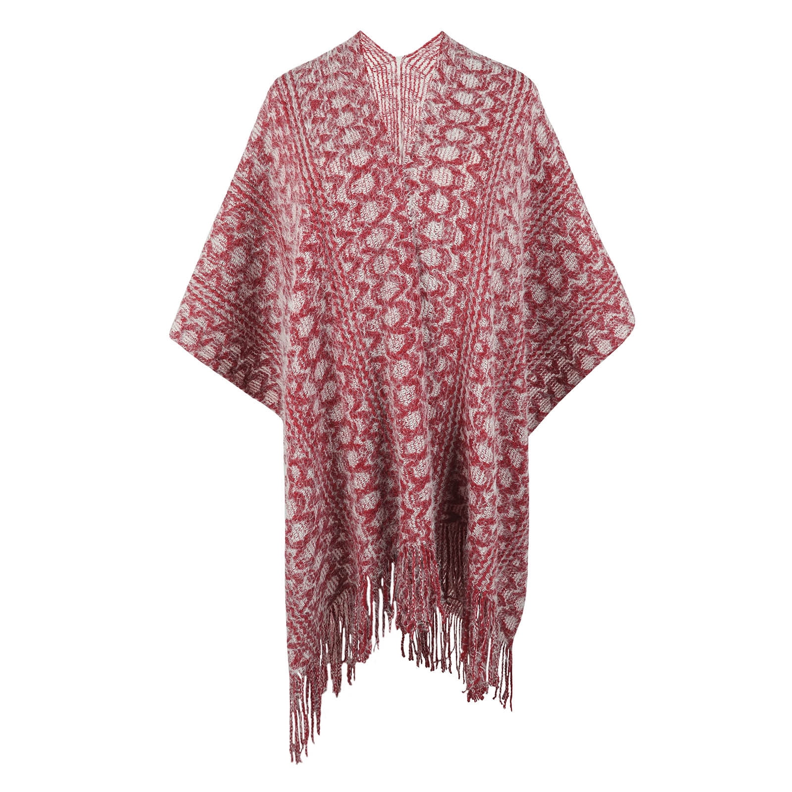 XFLWAM Knit Shawl Wrap for Women Fringed Poncho Blanket Cardigan Solid