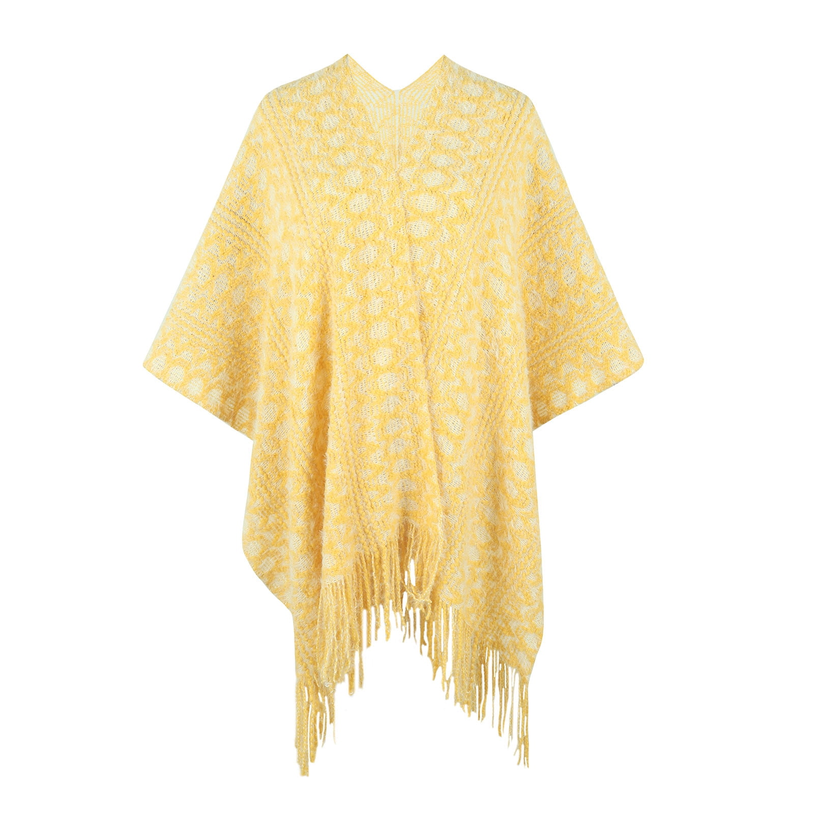 XFLWAM Knit Shawl Wrap for Women Fringed Poncho Blanket Cardigan Solid
