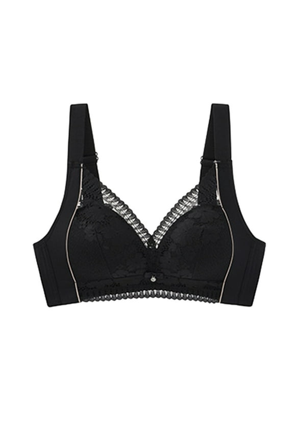 Lace Bra for Women Soft Cups Padded Underwire Bra Comfortable Lingerie Wireless Push Up Comfort Everyday Bra Black 38C