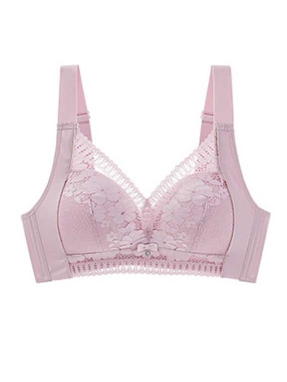 Lace Bra for Women Soft Cups Padded Underwire Bra Comfortable Lingerie Wireless Push Up Comfort Everyday Bra Purple 44C