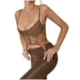 thumbnail image 1 of XFLWAM Lace Corset Top V Neck Elastic Straps for Party Streetwear Going Out Party Corset Tops for Women Bustier Brown S, 1 of 7