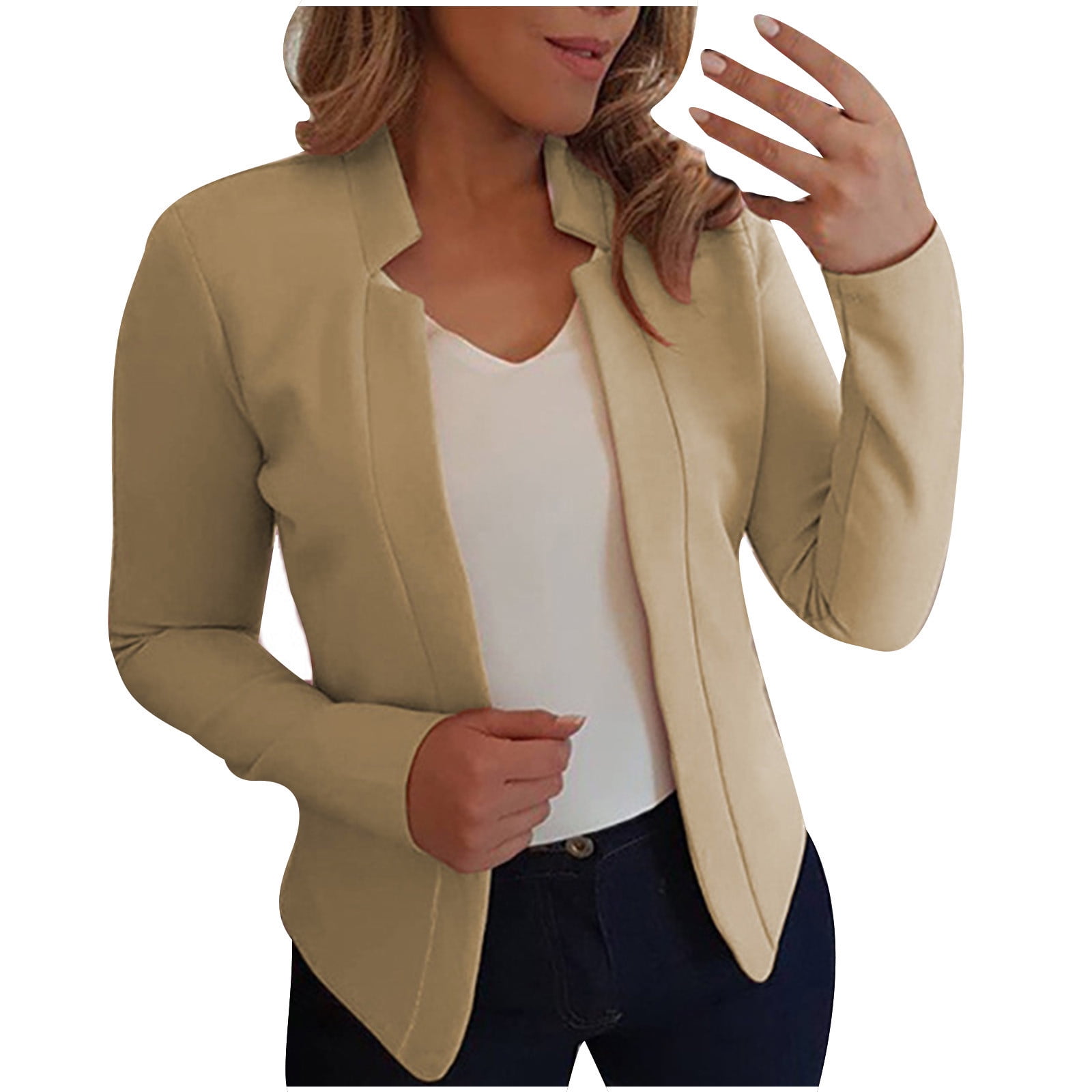 KIJBLAE Womens Lightweight Blazer Open Front Lapel Jacket Work Office  Blazer For Daily/Work Fall Fashion Casual Elegant Coat Long Sleeve  JacketPlain Outerwear 2023 Cardigans Gold L 