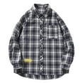 thumbnail image 1 of XFLWAM Long Sleeve Plaid Shirt for Men Casual Lapel Loose Fit Flannel Spring Fall Button Down Shacket with Pocket, 1 of 7