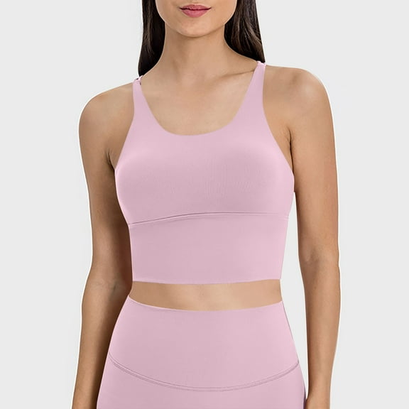 XFLWAM Longline Sports Bra for Women with Removable Padded Sexy Criss Cross Back Strappy Yoga Bras Workout Tank Tops