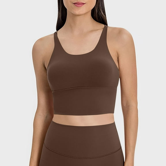 XFLWAM Longline Sports Bra for Women with Removable Padded Sexy Criss Cross Back Strappy Yoga Bras Workout Tank Tops