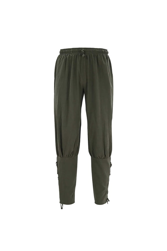 Men's Ankle Banded Pants Medieval Viking Navigator Pirate Costume Trousers Renaissance Gothic Pants Army Green L