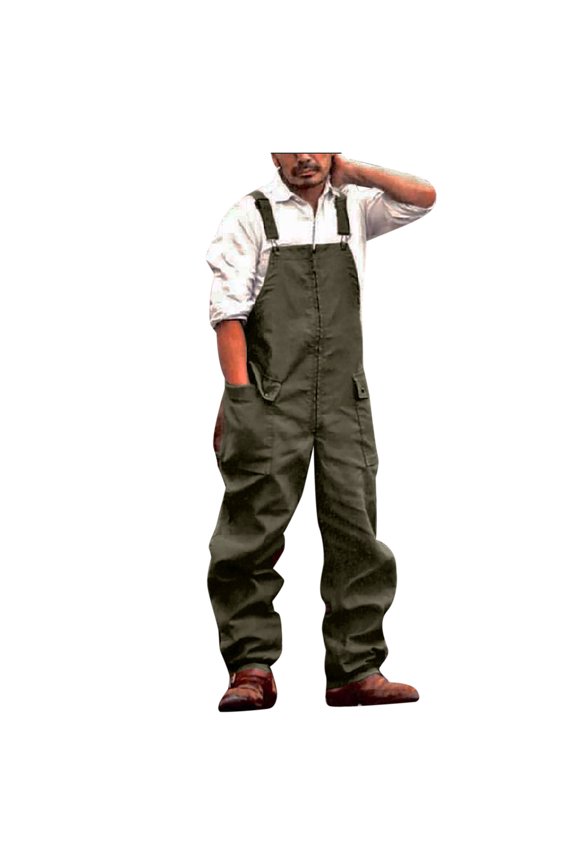 Men's Bib Overall Casual Loose Fit Work Outfit Button Pockets Winter Jumpersuit Lightweight Loose Rompers Bib Gray XXL