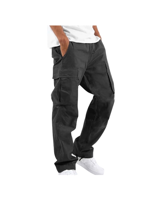 Men's Cargo Cargo Lightweight Work Pants Hiking Ripstop Cargo Pants Relaxed Fit Mens Cargo Pant-Reg and Big and Tall Sizes Black 4XL