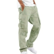 XFLWAM Men's Cargo Cargo Lightweight Work Pants Hiking Ripstop Cargo Pants Relaxed Fit Mens Cargo Pant-Reg and Big and Tall Sizes Green L
