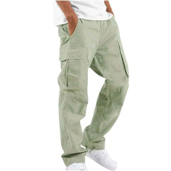 XFLWAM Men's Cargo Cargo Lightweight Work Pants Hiking Ripstop Cargo Pants Relaxed Fit Mens Cargo Pant-Reg and Big and Tall Sizes Green XL