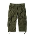 thumbnail image 1 of XFLWAM Men's Cargo Shorts 3/4 Relaxed Below Knee Capri Cargo Pants Cotton Army Green L, 1 of 4